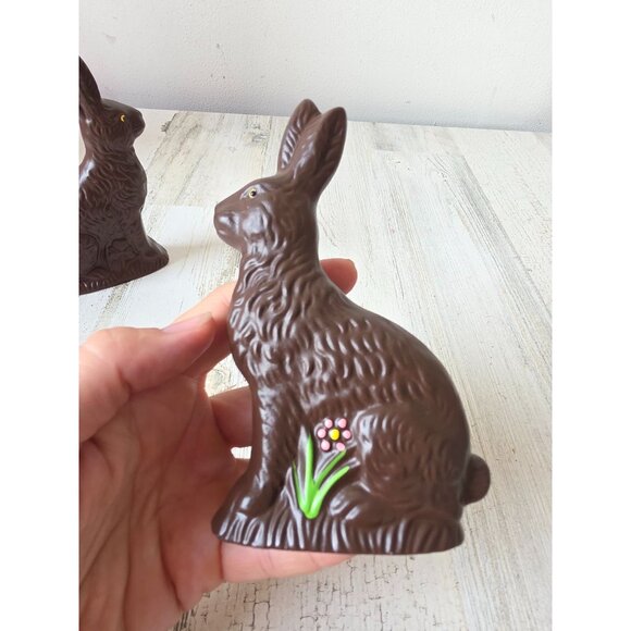 Vintage ceramic chocolate Faux bunny rabbit statue figurine Easter decor - Picture 6 of 9